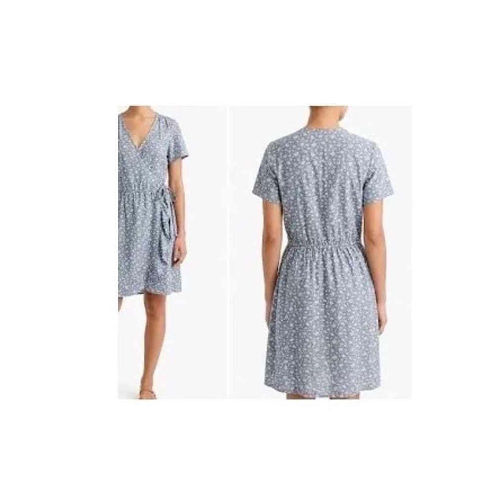 J.Crew Mercantile Blue Floral Cotton Faux Wrap Dress Short Sleeve XL